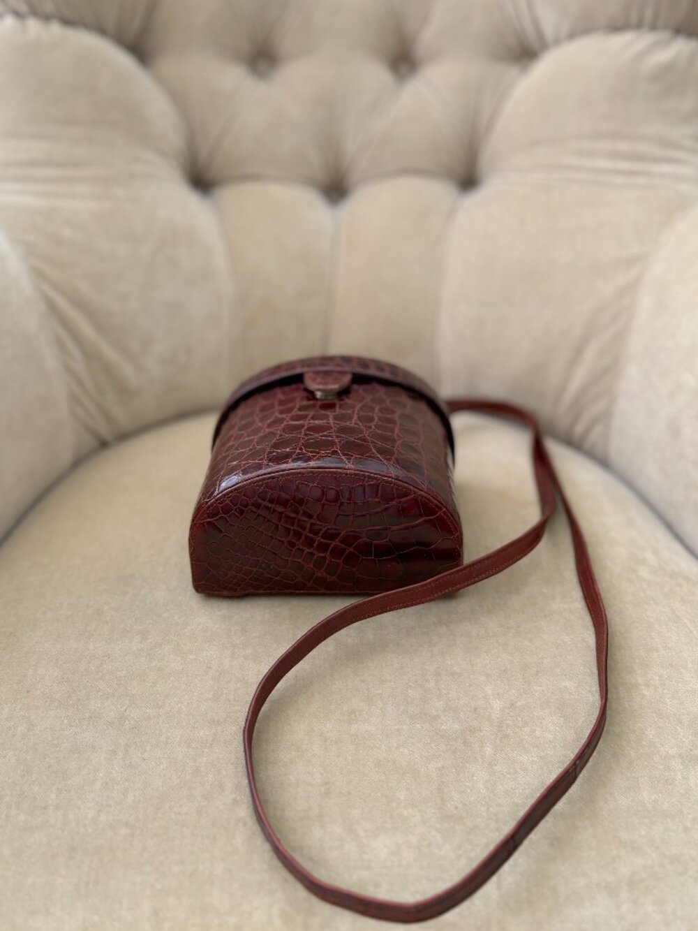 VTG Auth. MAXIMA Italy Genuine Alligator MINI Camera Minaudiere Croassbody Bag - Picture 6 of 8